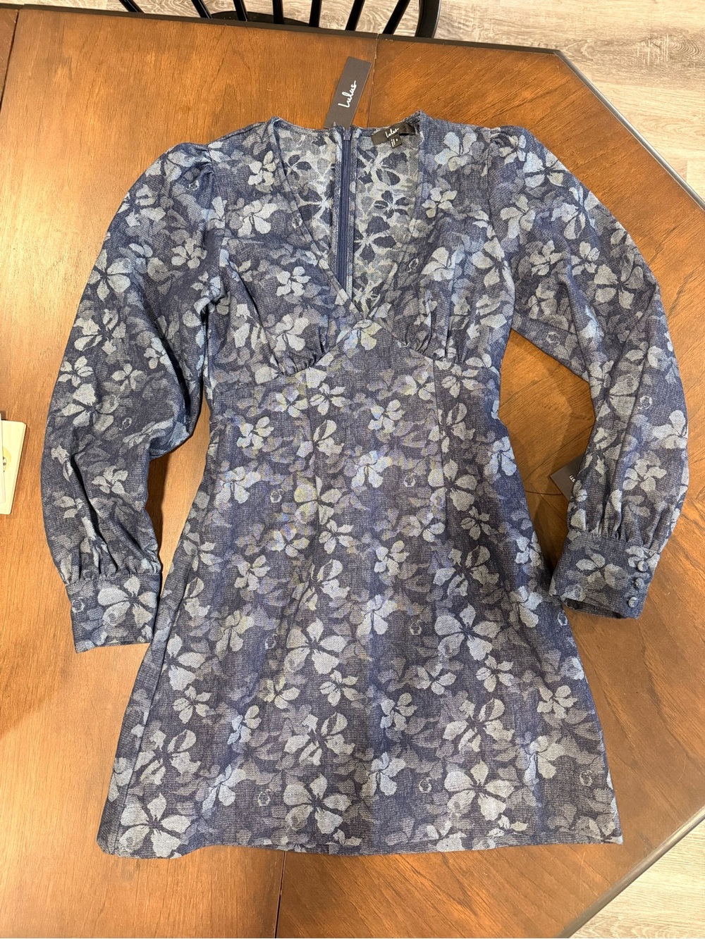 Lulu's Denim Floral Mini Dress